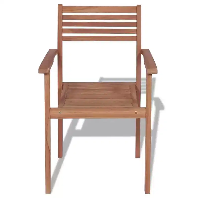 vidaXL Stackable Chair Set of 2 Warm natural wood Solid teak wood Medium