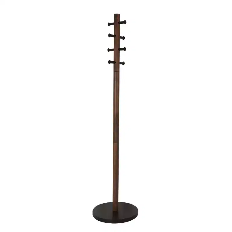 Umbra Wood Pillar Coat Rack Black/Walnut: 8-Hook, Freestanding, Easy Assembly, 66" Tall