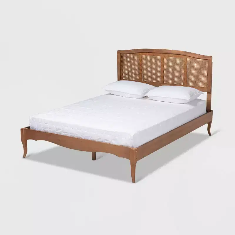 Marieke Wood Platform Bed Ash Walnut - Baxton Studio