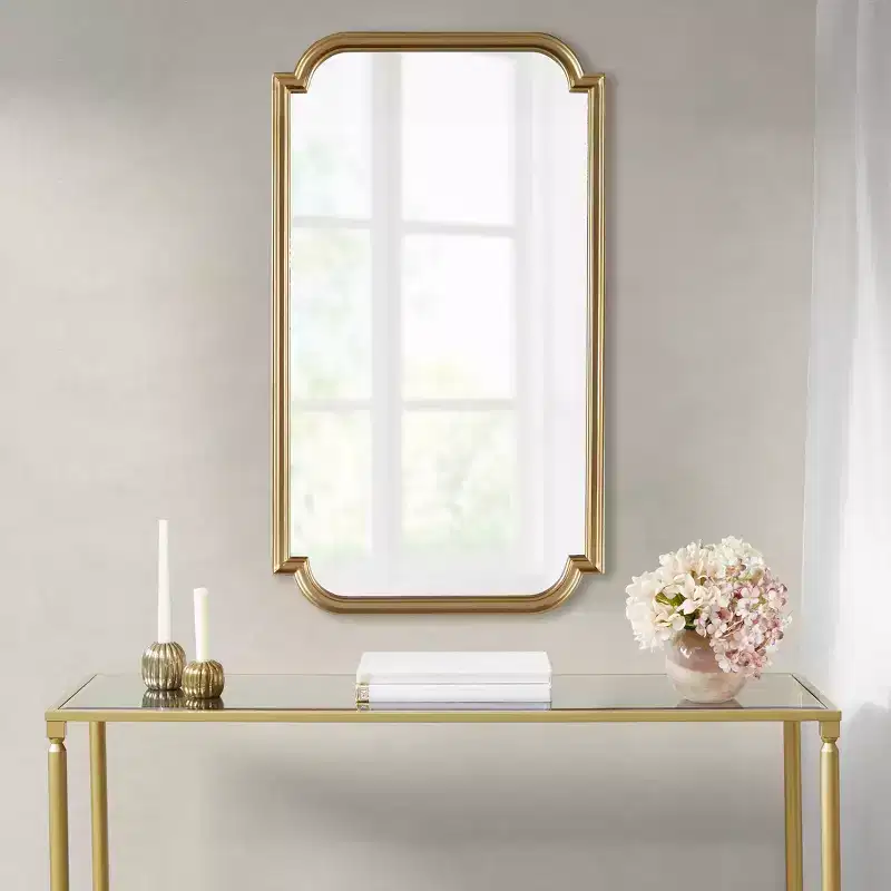 Adelaide Gold Scalloped Wood Wall Mirror Gold - : Luxury Glam Style, MDF Frame, No Assembly Required