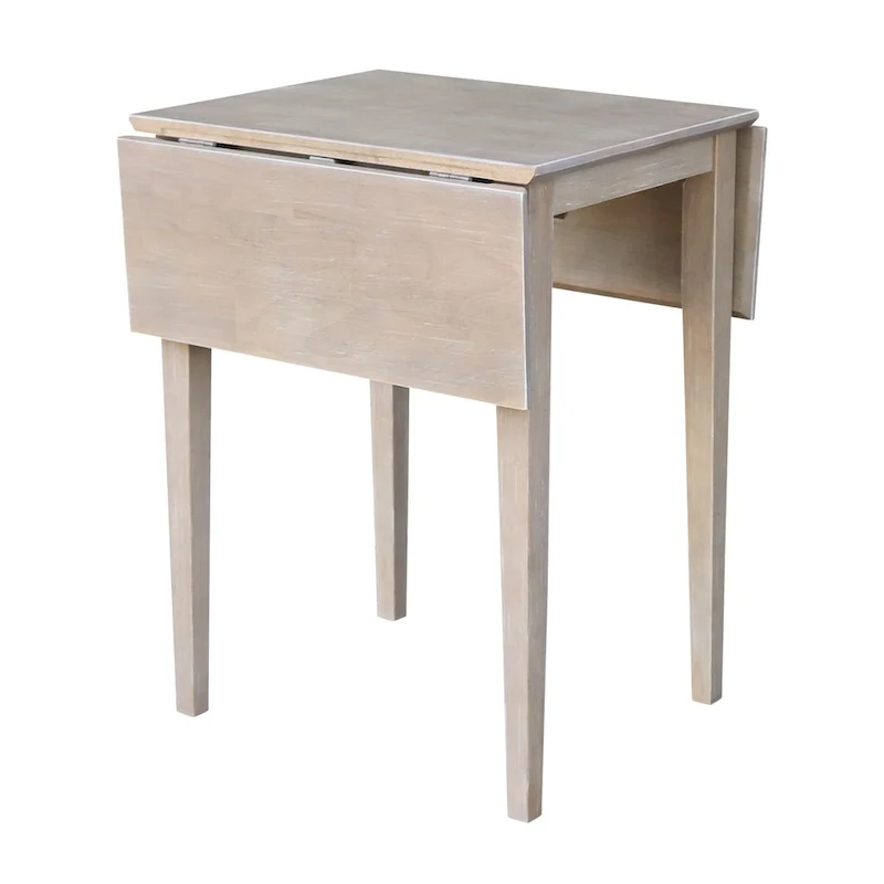Small Dual Drop Leaf Table with Two Chairs, Washed Gray Taupe