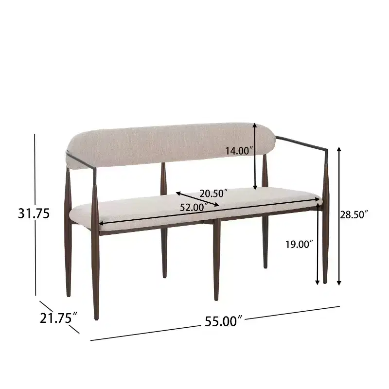 Christopher Knight Home Piper Modern Iron Frame Upholstered 55 Loveseat with Open Curved Back Coffee/Black