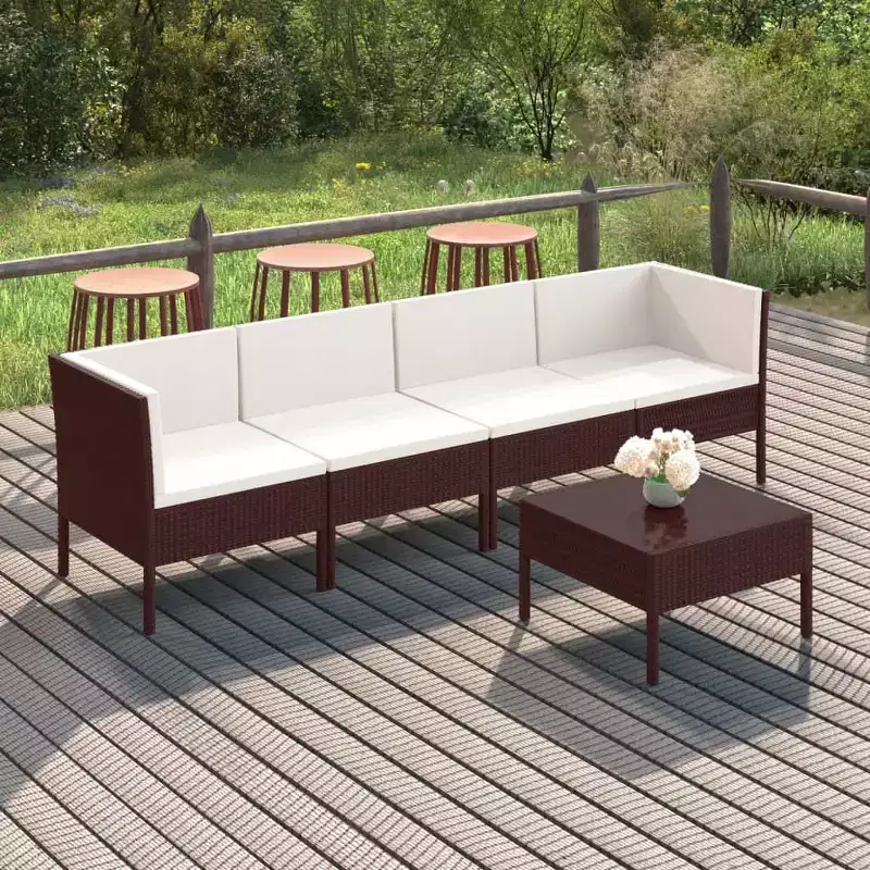 vidaXL Garden Lounge Set Brown and Cream White