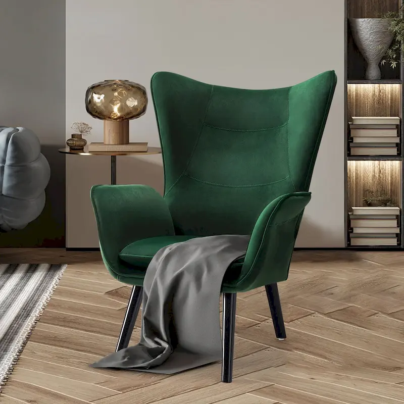Upholstered Wingback Armchair Leisure Accent Chair, Single - 40.55 H x 28.34 W x 33.1 D