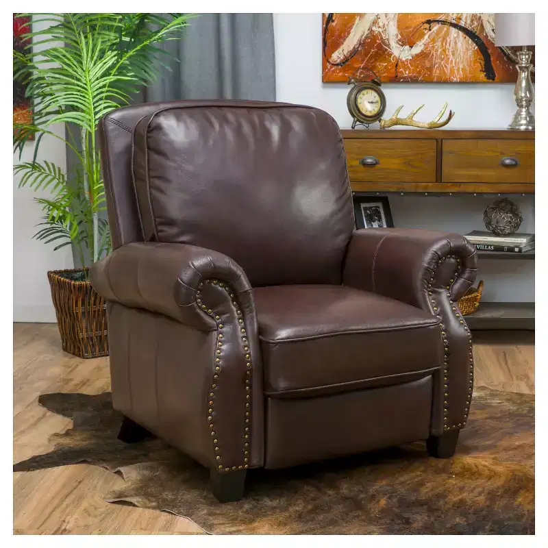 Leather Recliner Club Chair
