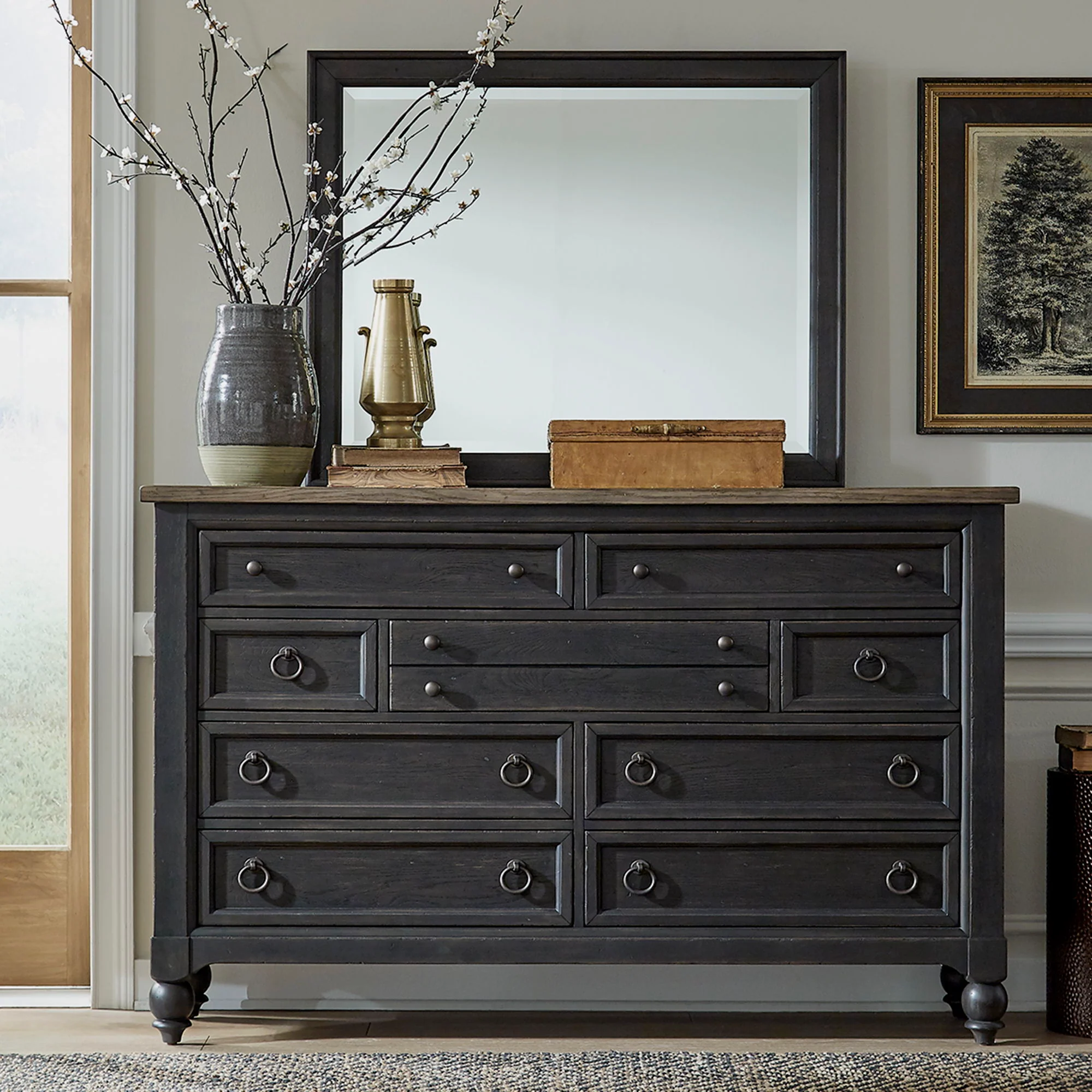 Dresser & Mirror — evokes a style unconstrained and intended to be personal with an authentic craftsman's flair