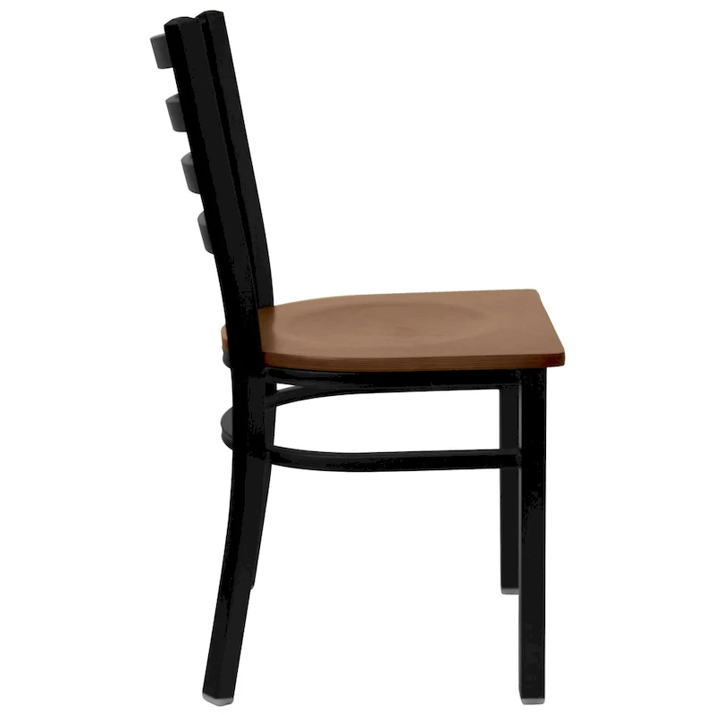 Ladder Back Metal Dining Chair with Wood Seat