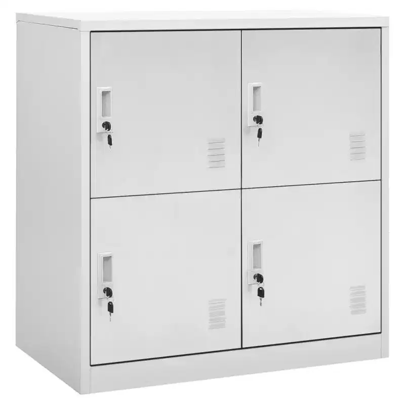 vidaXL Steel Locker Cabinets Set Gray- Modern 2pcs Storage Organizer with Locks and Ample Space Ideal for Office or Home Use