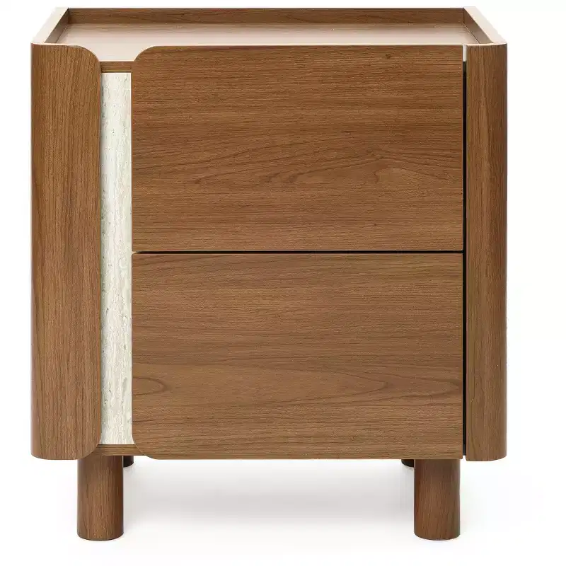 LuxenHome 21.6 Brown Nightstand with 2 Drawers, Mid Century Modern Night Stand for Bedroom, Wooden Bedside Table for Living Room