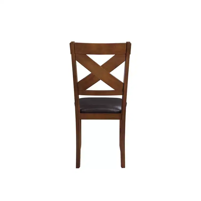 Acme Furniture Set of 2 Apollo Side Dining Chair Walnut & Espresso Faux Leather: Rubberwood Frame, Foam Fill
