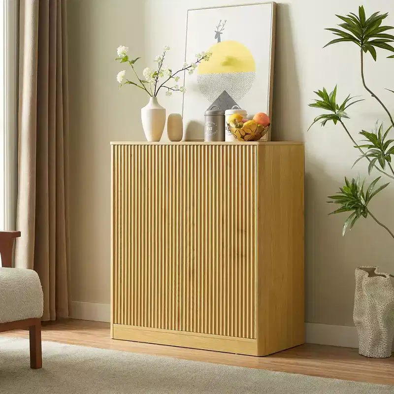 Wave-Shaped Sideboard Cabinet, Modern Curved Design, Double-Door Storage, for Kitchen/Bedroom/Living Room