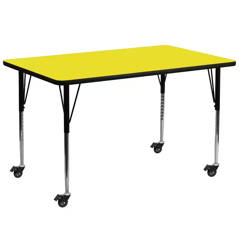 Flash Furniture Mobile 30''W x 72''L Rectangular HP Laminate Activity Table - Standard Height Adjustable Legs