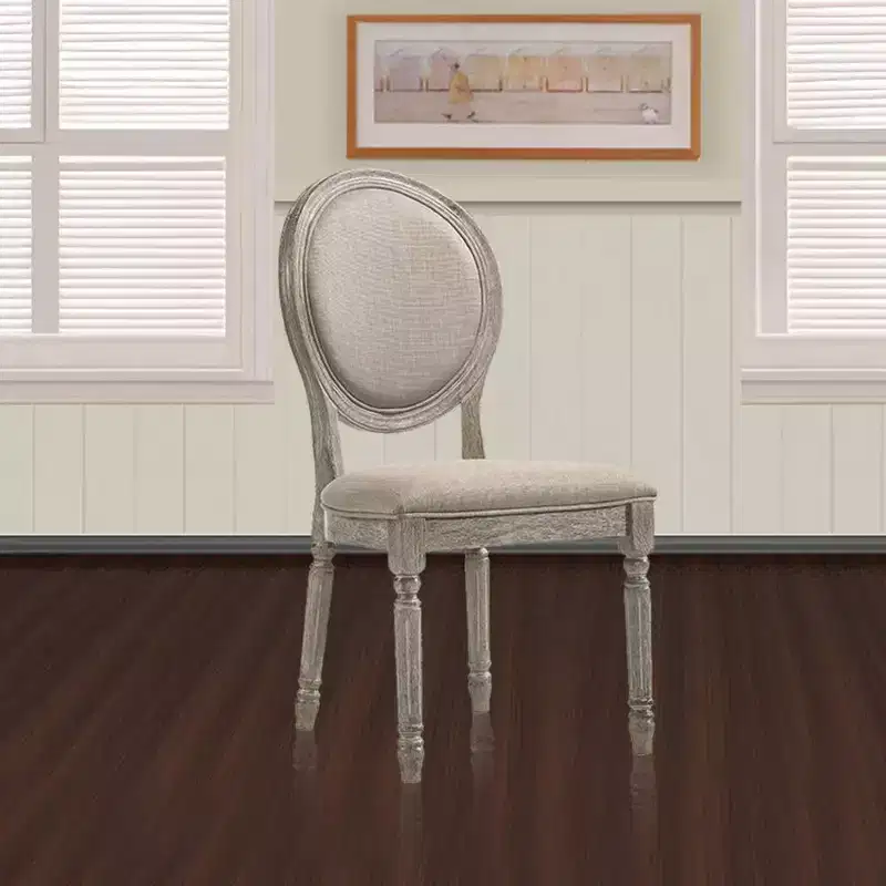 Accent Chair Tan Fabric/Salvaged Light Oak Finish