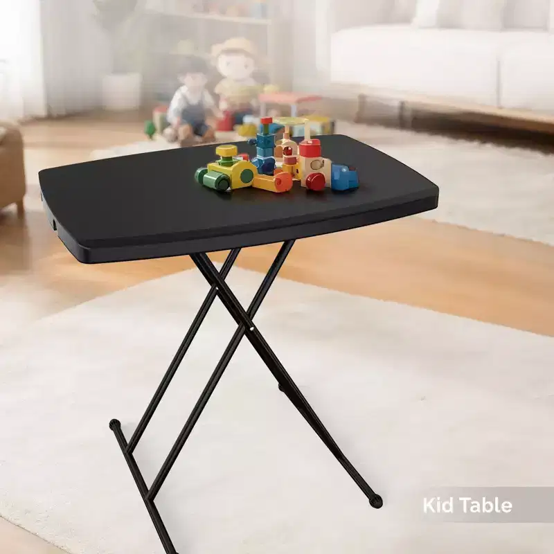 30 inch Black Patio Plastic Folding Table Adjustable Height