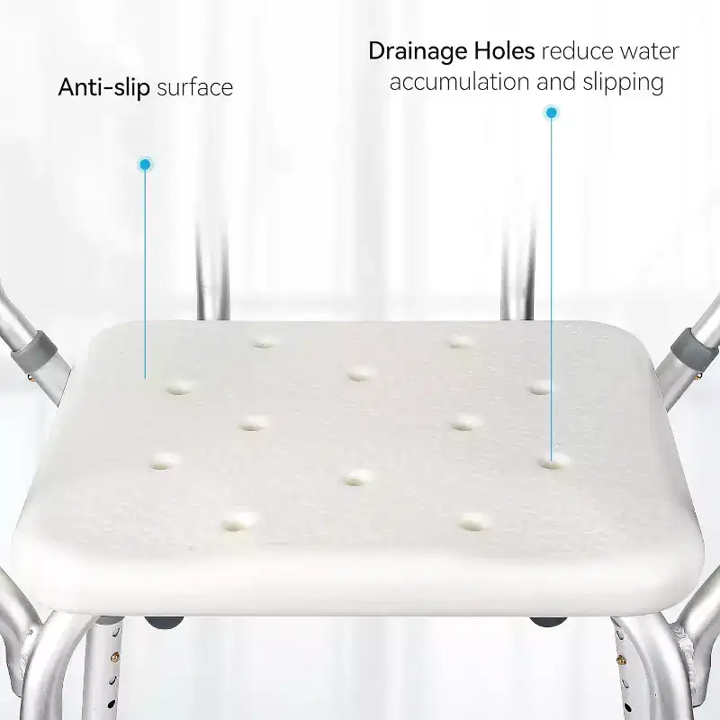 COZONY Shower Chair with Padded Armrests, Adjustable Height Shower Bench 350LB Capacity