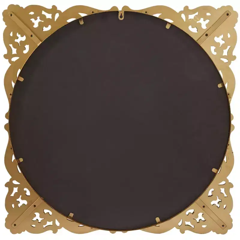 Olivia & May Metal Floral Ornate Baroque Room Wall Mirror with Distressed Details Gold