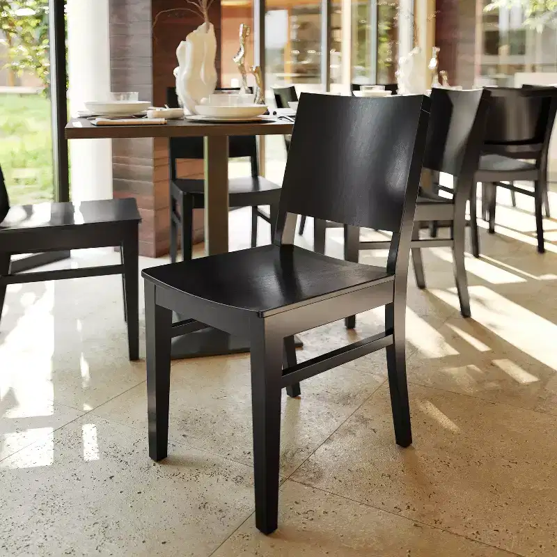 Commercial Grade Solid Beechwood Dining Chairs Set of 2 Curved Backrest 500 lbs