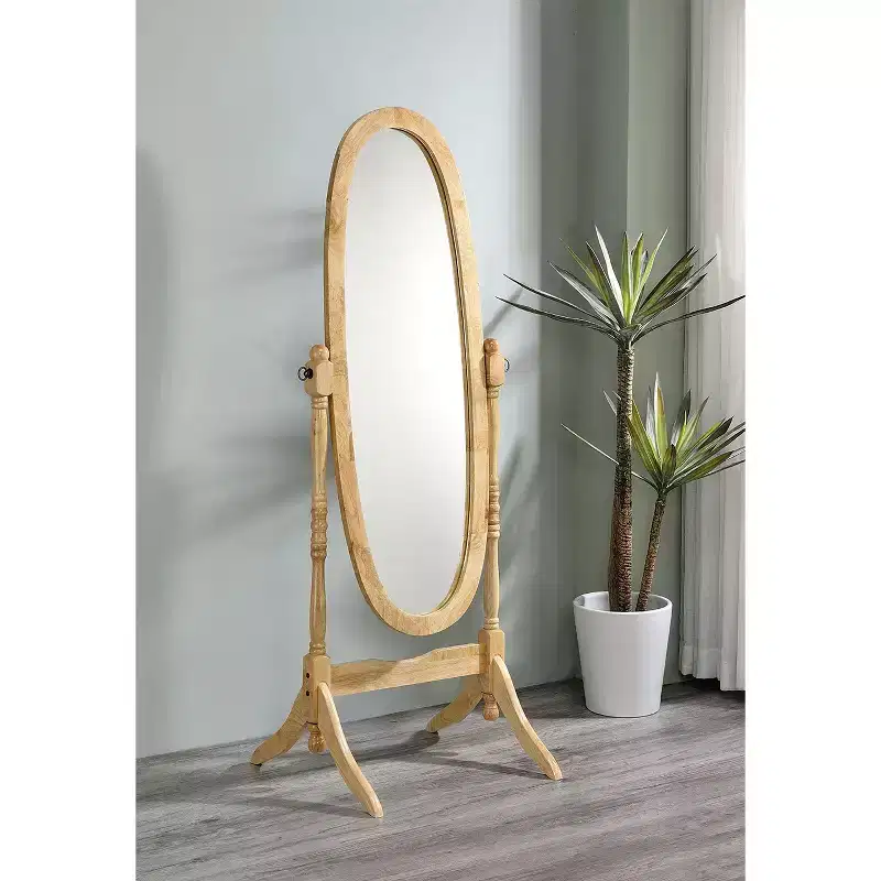 59.25in Standing Mirror, Full Length Mirror with Wooden Stand, Floor Mirror for Clothing Shop, Dressing Room