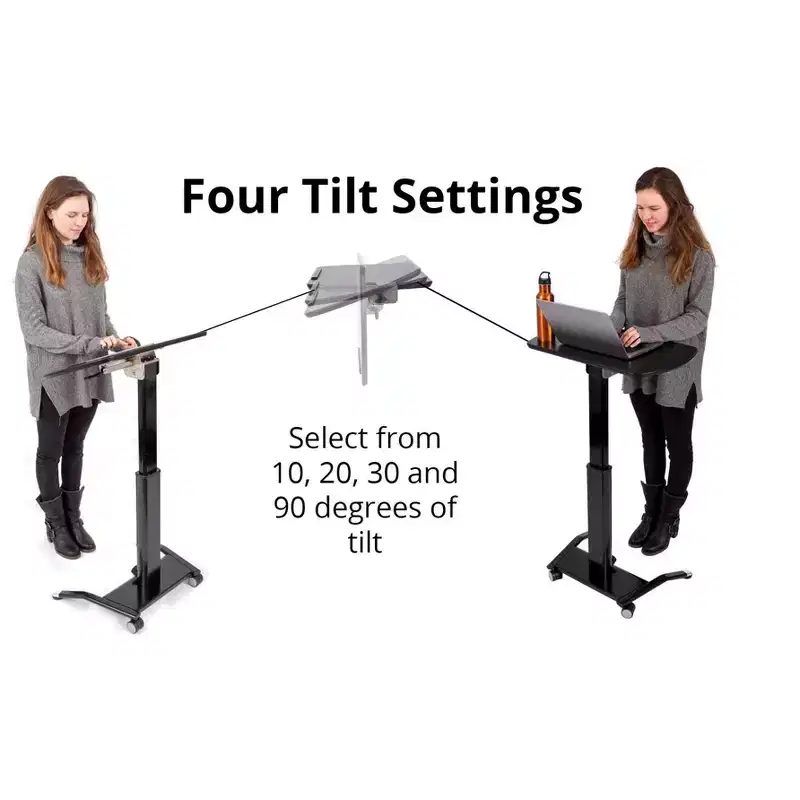 Pneumatic Adjustable Height Tilting Laptop Lectern Podium 25.5