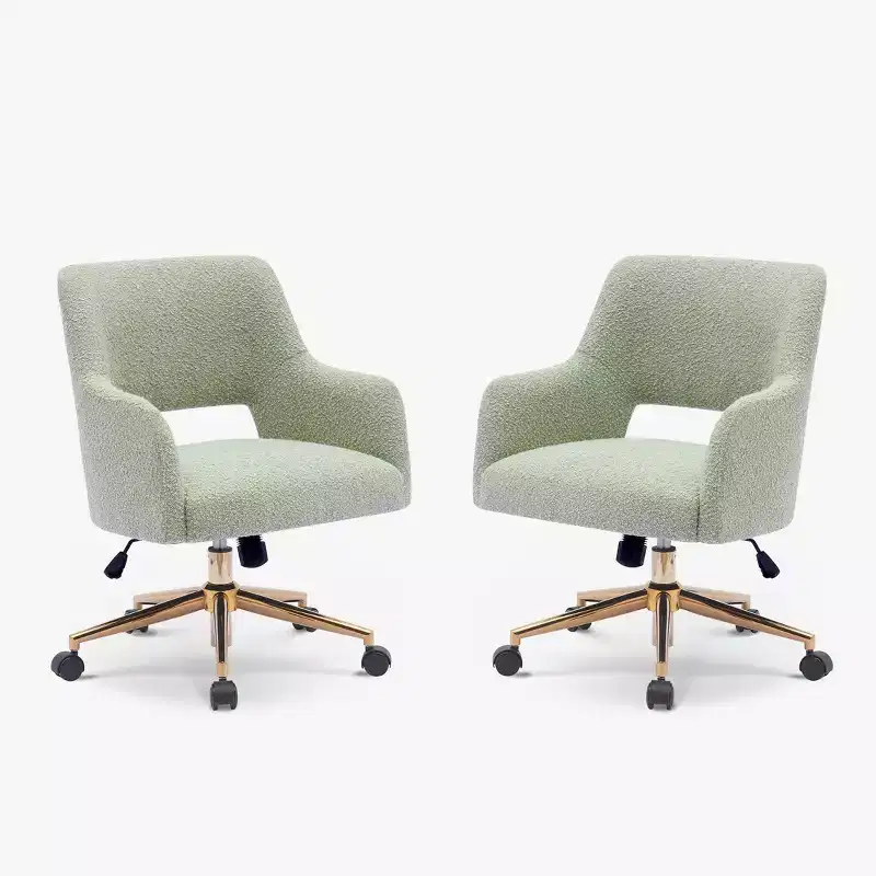 WestinTrends Genevieve Mid-Century Modern Swivel Office Chair With Wheels (Set Of 2), Desert Sage