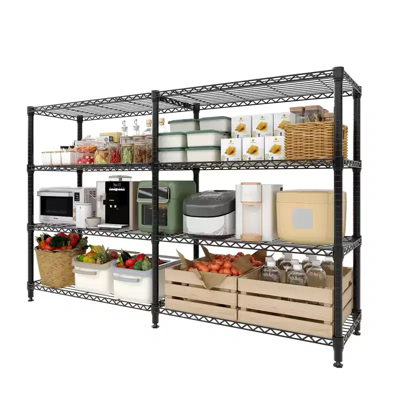 Storage Shelving Unit 5 Tier  70 W Heavy Duty Wire Shelving, L-Shaped Pantry Shelves for Kitchen & Garage  Industrial Metal Shelving for Home
