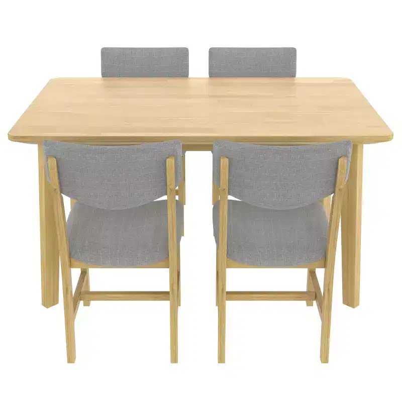 5-Piece Rustic Dining Set with Wood Table and 4 Upholstered Chairs in Espresso