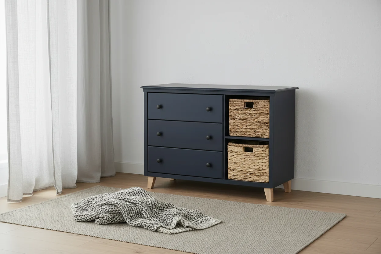 3-drawer Dresser With Storage Baskets - Blueberry