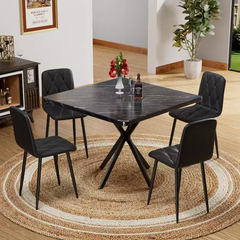 Square Dining Table Modern Dining Table for 4-6 Person, Coffee Table for Kitchen Dining Room, Office