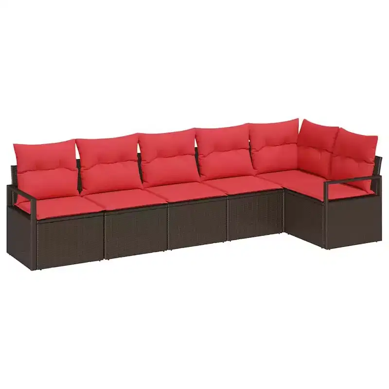 vidaXL Garden Sofa Set 6 pcs Brown Poly rattan