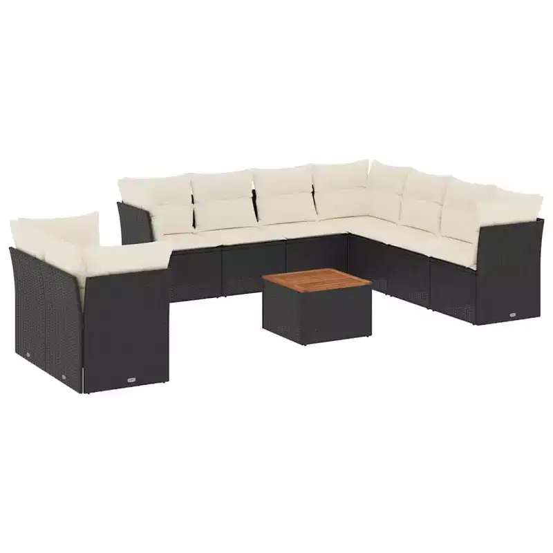 vidaXL Patio Sofa Set with Cushions Outdoor Furniture 10 Piece Poly Rattan