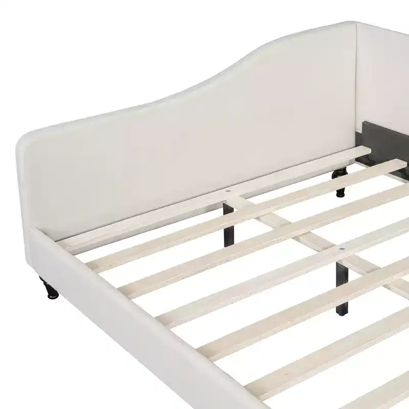 Whisen Stylish L-Shaped Design Solid Wood Legs Linen Daybed