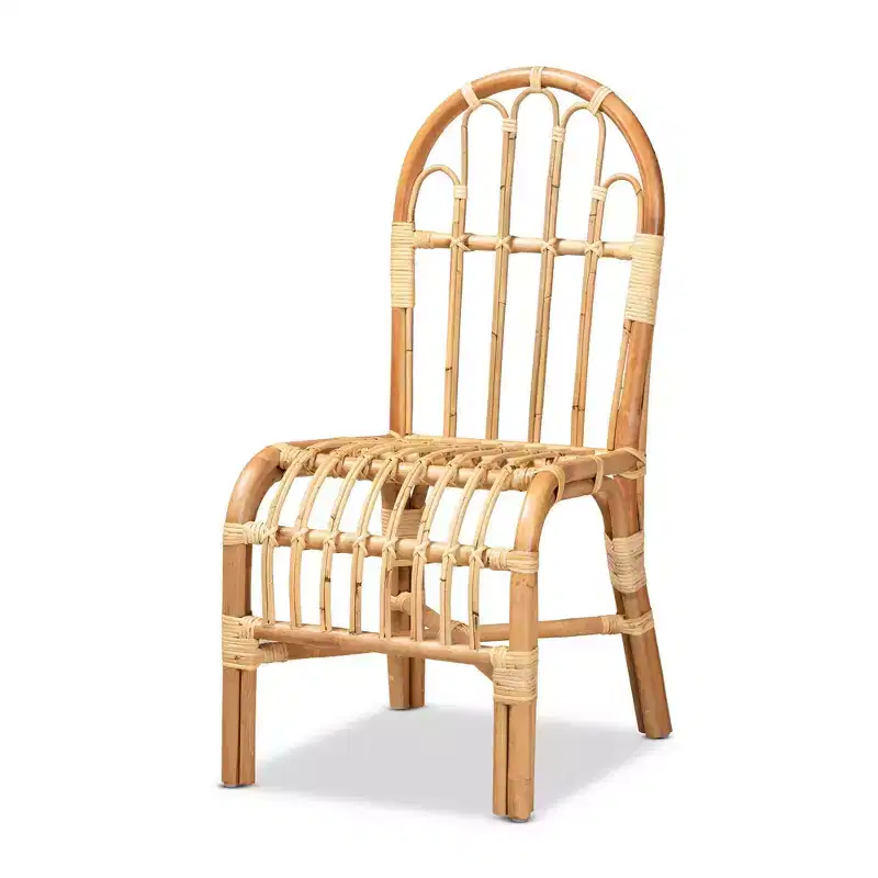 Natural Rattan Accent Chair with Looped Back – 37.4