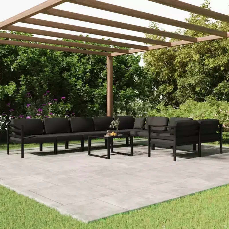 vidaXL Patio Lounge Set - Stylish, Durable & Weather-Resistant Aluminum Garden Lounge Set in Anthracite with Soft Cushions & Modular Design