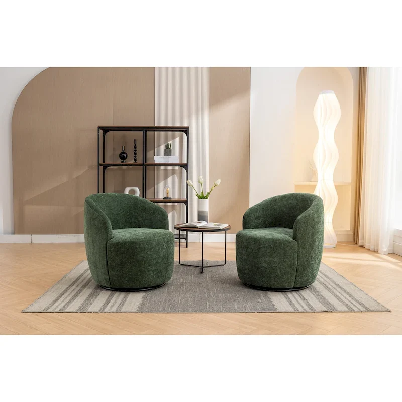 25.6 Swivel Barrel Chair with Black Coating