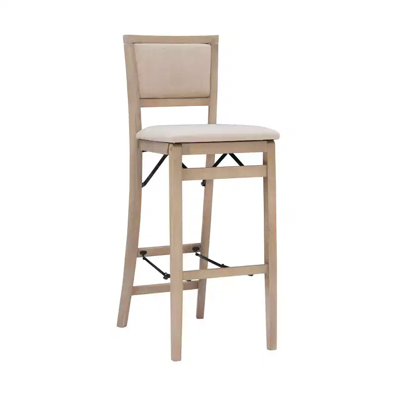 Padded Back Folding Barstool | Gray Wash | 30.75