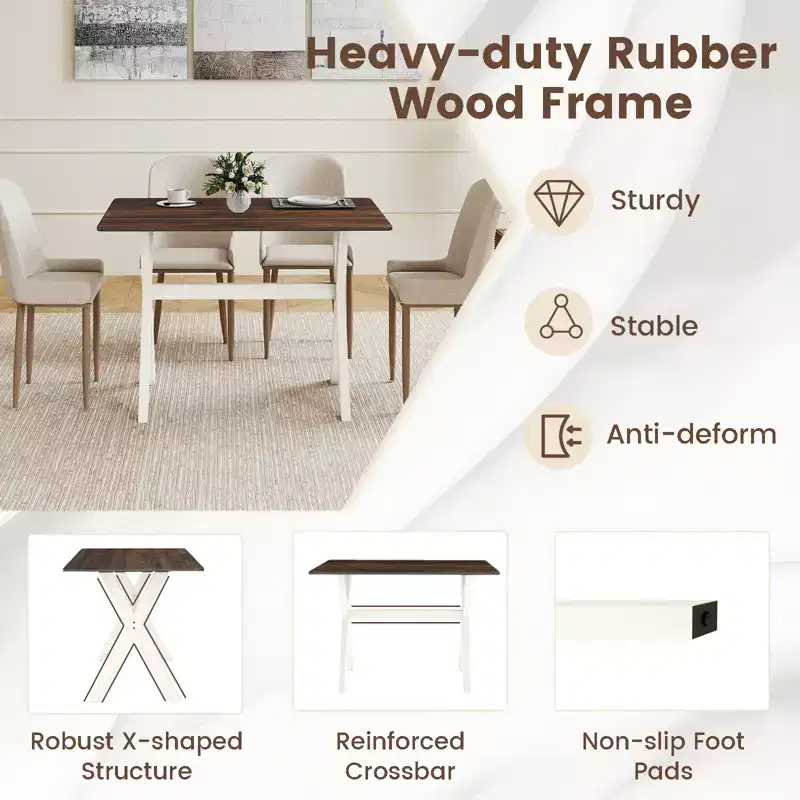 Costway Dining Table w/ X-shaped Frame Wood Grain Texture Tabletop Accent Side Table