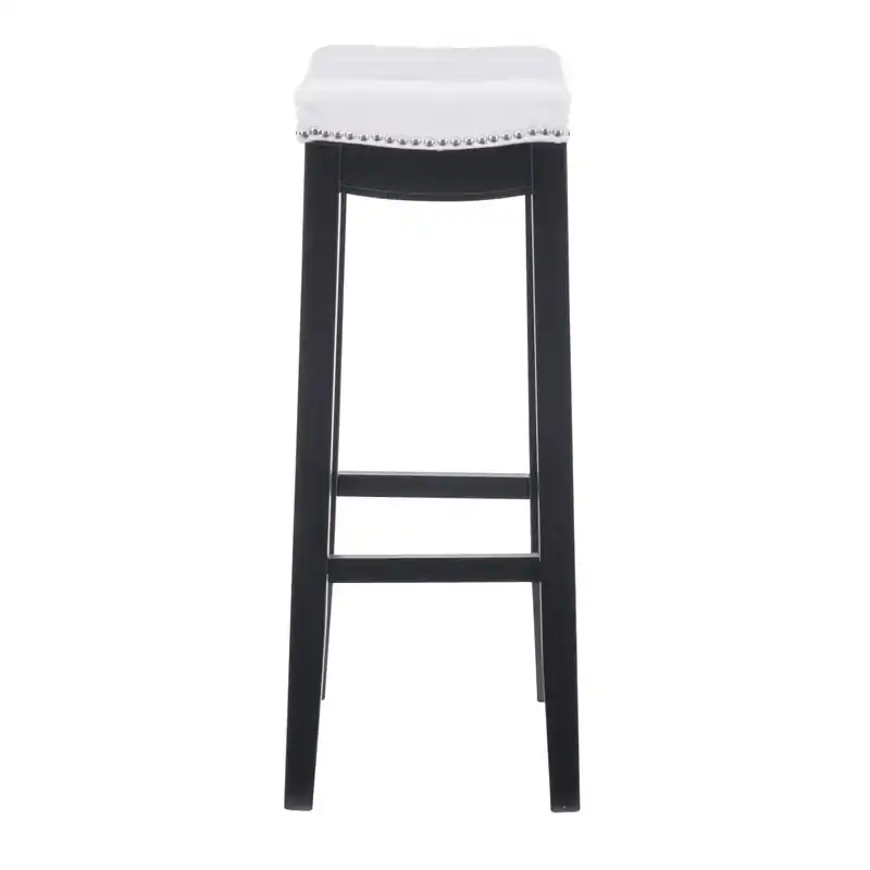 Faux Leather Backless Barstool - Black and White