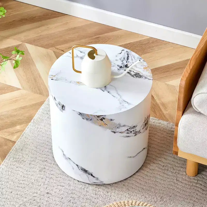 MAYEERTY 15.7in Modern Coffee Table Cylindrical Side Table for Living Room, Home, Office