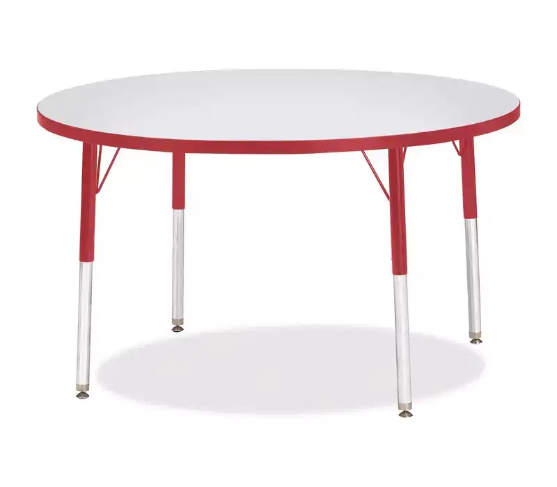 Elementary Height Gray Top Color Edge Round Activity Table 42 x 42 in, Red