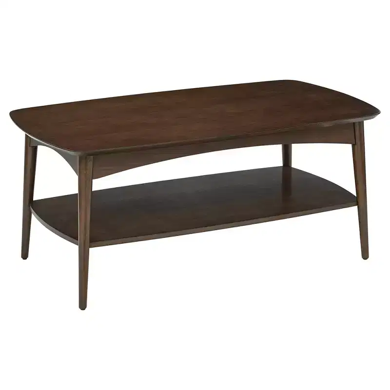Copenhagen Coffee Table Walnut - OSP Home Furnishings: Mid-Century Modern, Storage, Tapered Legs, Wood Composite, Living Room
