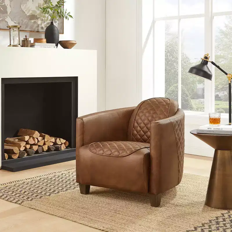 Leather Foam Rubberwood Accent Chair 27.95