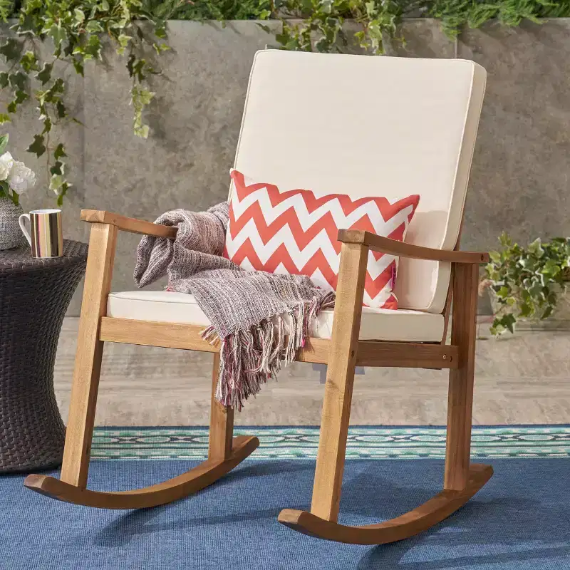 Christopher Knight Home Murad Modern Patio Acacia Wood Rocking Chair with Cushions
