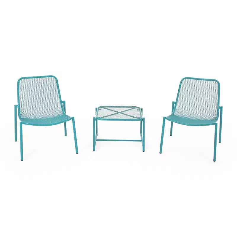 Christopher Knight Home Bucknell Outdoor Modern Metal 3 Piece Chat Set