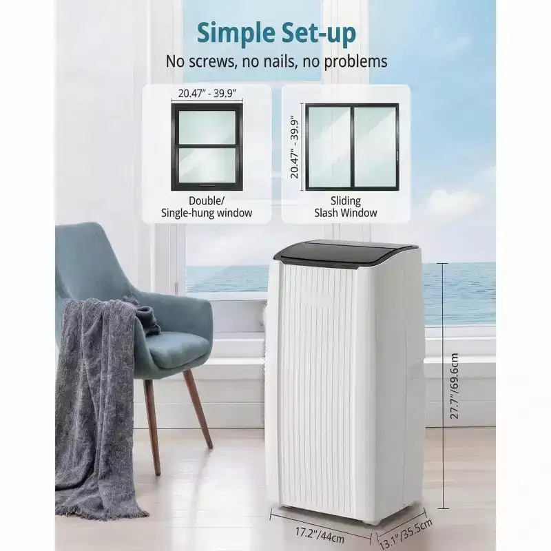 Portable Air Conditioner, 12000 BTU 5-in-1 Portable AC Unit, Cool Fan & Dry Remote Control Up to 550 Sq ft