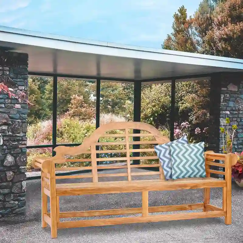 Chic Teak Lutyens Teak Wood Outdoor Garden & Patio Triple Bench