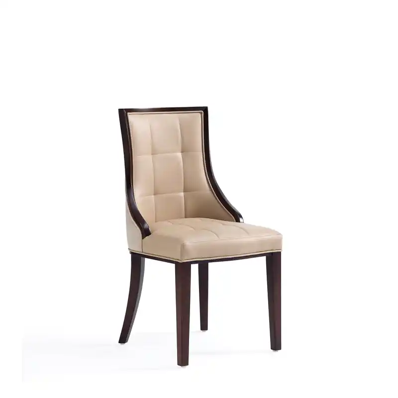 Faux Leather Dining Chairs - Tan & Walnut