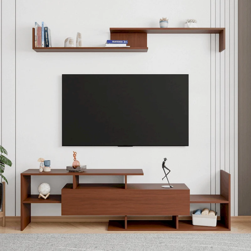 Surrey 60.2 2 Pc 1-Drawer Floating TV Stand Media Console with Open Shelves