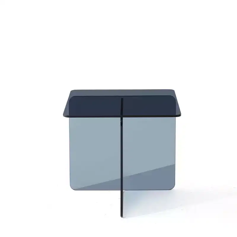 16 Smoky Black Glass Square Cross Legs End Table
