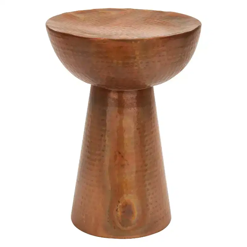 Vintage Iron Drum Accent Table Copper, 14