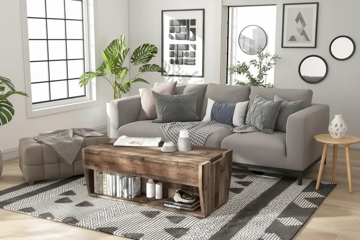 Rustic Lift-Top Coffee Table with Storage – Reclaimed Oak, Farmhouse Style, 41